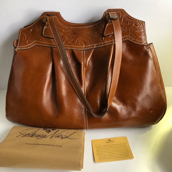 🆕Patricia Nash♥️Italian leather Tan Semi-tooled Shoulder bag - Picture 4 of 16
